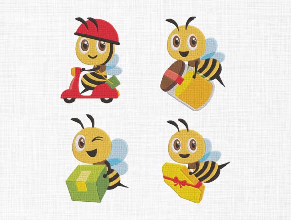 Cute Bee Bundle Embroidery Design - 5 Sizes