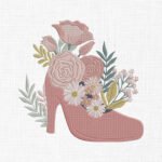 Floral Shoe Embroidery Design - 5 Sizes