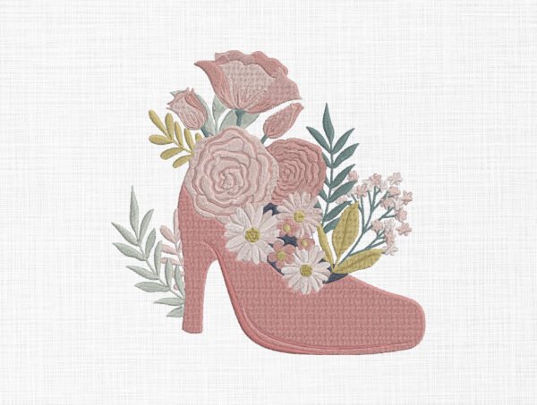 Floral Shoe Embroidery Design - 5 Sizes