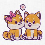 Cute Shiba Innu Dogs Embroidery Design - 6 Sizes