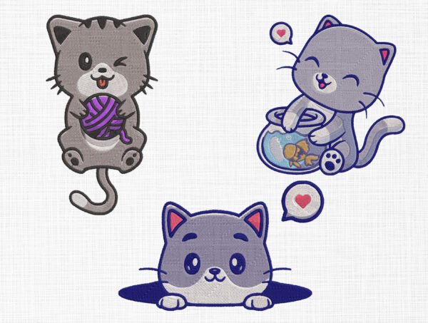 Cute Cats Bundle Embroidery Design - 5 Sizes