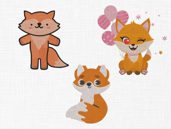 Cute Fox Bundle Embroidery Design - 5 Sizes