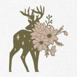 Floral Deer Embroidery Design - 5 Sizes
