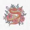 Floral Snake Embroidery Design - 5 Sizes