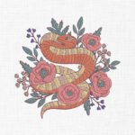 Floral Snake Embroidery Design - 5 Sizes
