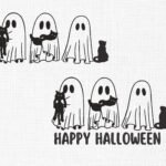 Ghost With Cats Embroidery Design - 5 Sizes