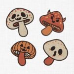 Halloween Mushrooms Embroidery Design - 5 sizes