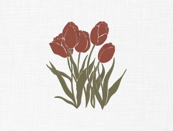 Tulip Flowers Bouquet Embroidery Design - 5 Sizes