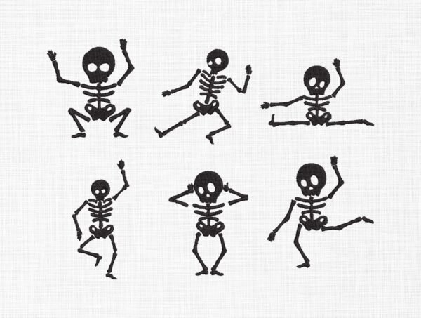 Mini Dancing Skeleton Bundle Embroidery Design - 5 Sizes