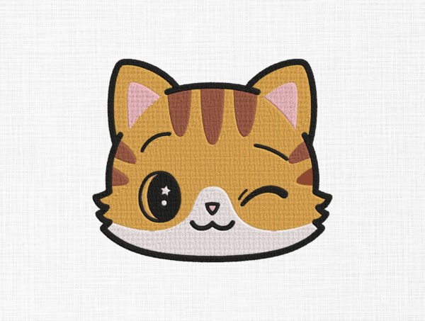 Cute Cat Face Embroidery Design - 6 Sizes