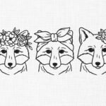Fox Line art Bundle Embroidery Design - 5 Sizes