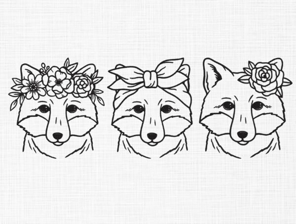Fox Line art Bundle Embroidery Design - 5 Sizes