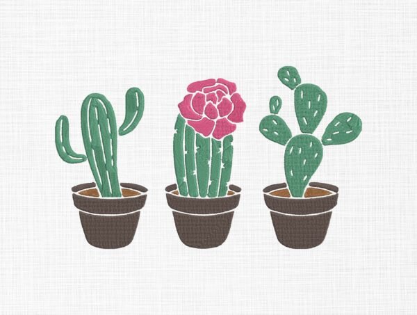Floral Cactus Embroidery Design - 5 Sizes