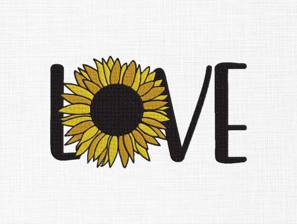 Love Sunflower Embroidery Design - 5 Sizes