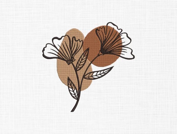 Line Art Flower Embroidery Design - 5 Sizes