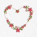Floral Heart Wreath Embroidery Design - 5 Sizes
