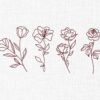 Line Art Roses Embroidery Design - 5 Sizes