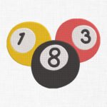 Billiards Balls Embroidery Design - 5 Sizes