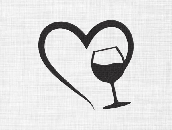 Heart Wine Embroidery Design - 6 Sizes