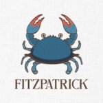 Crab Monogram Embroidery Design - 5 Sizes