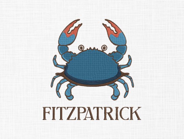 Crab Monogram Embroidery Design - 5 Sizes