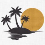 Beach Scene Embroidery Design - 5 Sizes