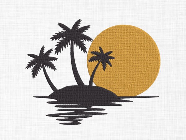 Beach Scene Embroidery Design - 5 Sizes
