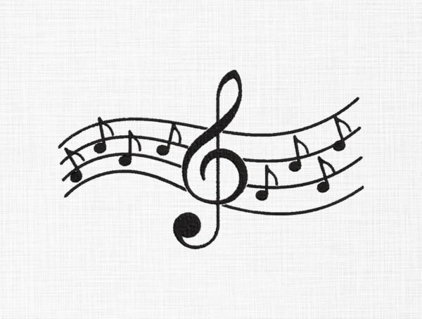 Music Notes Embroidery Design - 5 Sizes