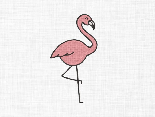 Pink Flamingo Embroidery Design - 5 Sizes