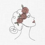 Women Line art Embroidery Design - 5 Sizes