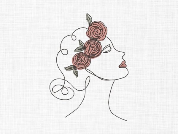 Women Line art Embroidery Design - 5 Sizes