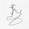 Couple line art Embroidery Design - 5 Sizes