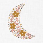 Floral Moon Embroidery Design - 5 Sizes