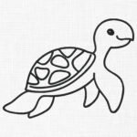 Turtle Applique Embroidery Design - 5 Sizes