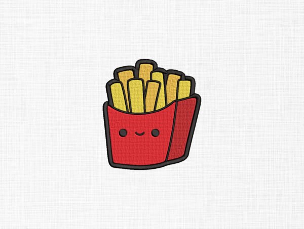Cute Fries Embroidery Design - 5 Sizes