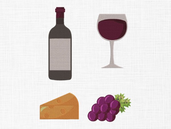 Wine Set Embroidery Design - 4 Sizes