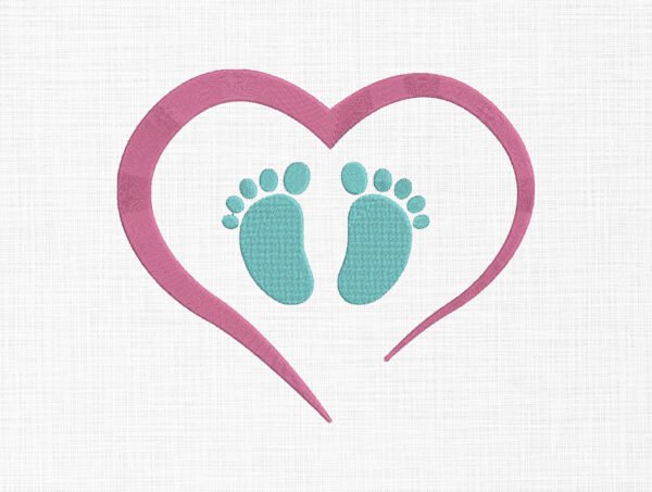 Baby Feet in Heart Embroidery Design - 6 Sizes