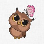 Cute Owl with Butterfly Embroidery Design - 5 Sizes