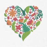 Floral Heart Embroidery Design - 5 Sizes