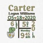 Baby Birth Dinosaur Template Embroidery Design- 5 Sizes
