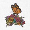 Butterfly with flowers Embroidery Design - 5 Sizes
