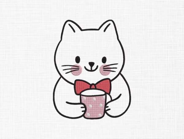 Cute Cat Embroidery Design - 5 Sizes