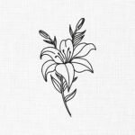 Flower Line art Embroidery Design - 5 Sizes