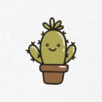 Cute Cactus Plant Embroidery Design - 5 Sizes