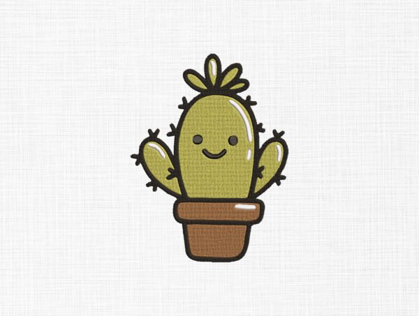 Cute Cactus Plant Embroidery Design - 5 Sizes