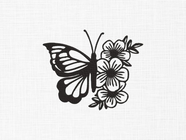 Floral Butterfly Embroidery Design - 5 Sizes