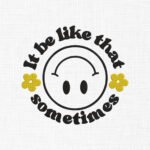 Smiley Face With Flowers Embroidery Design - 5 Sizes