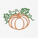 Pumpkin Line Art Embroidery Design - 5 Sizes