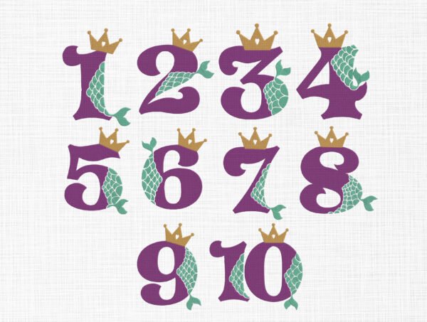 Mermaid Counting Numbers Embroidery Design - 5 Sizes