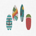 Colorful Surfboard Bundle Embroidery Design - 5 Sizes